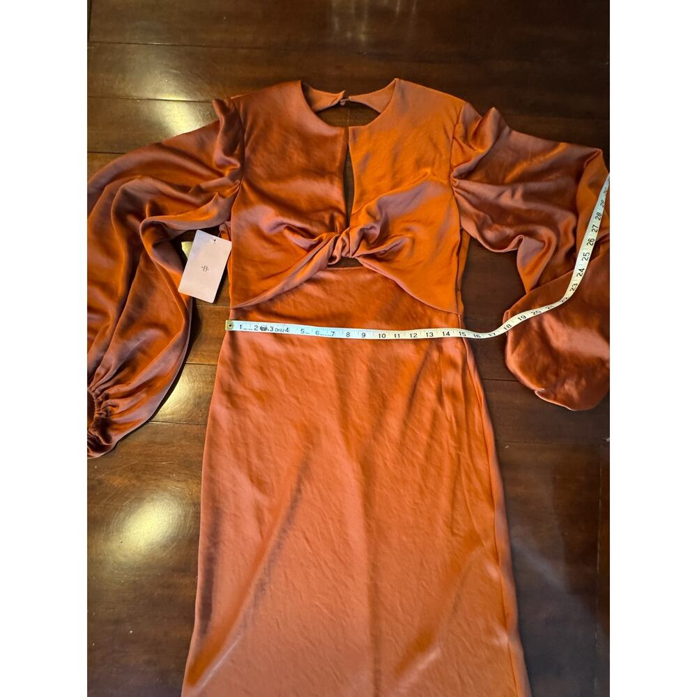 Significant Other Gown Sz 6 Demi Backless Rust Red Satin Long Sleeve Column Maxi - Picture 13 of 15